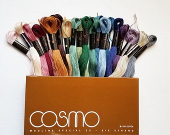Hand embroidery thread, cotton floss color palette, Lecien Cosmo six-stranded skeins, embroidery floss color set, DMC comparable fibers