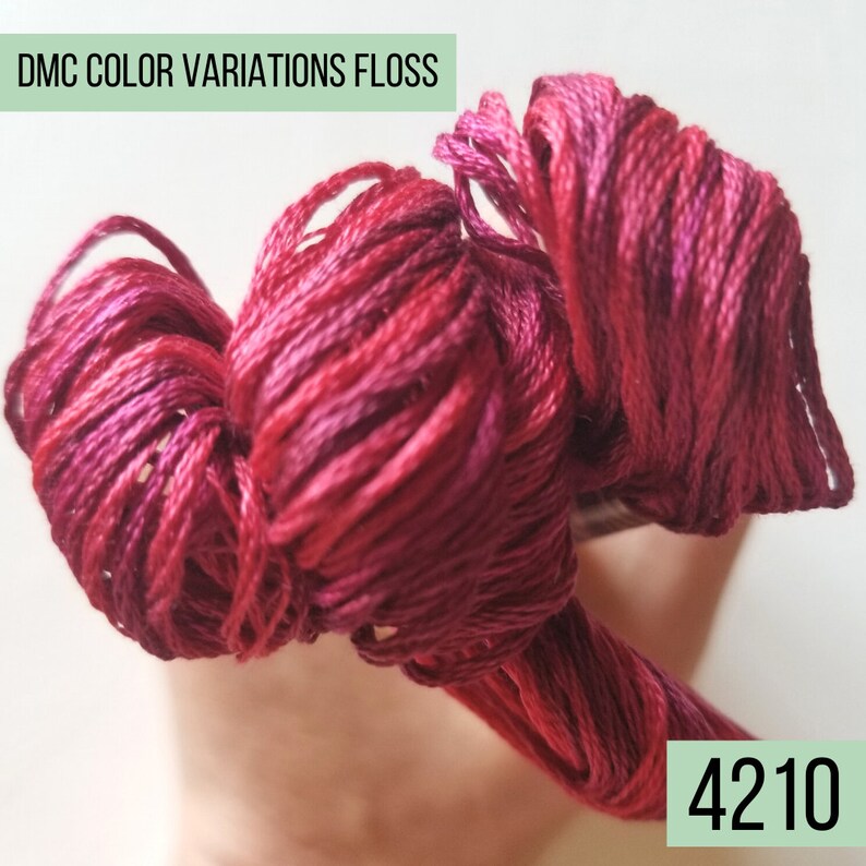 DMC color variations cotton embroidery floss: 4210 through 4237. Single skein of cross stitch floss. Variegated six stranded thread. bild 2