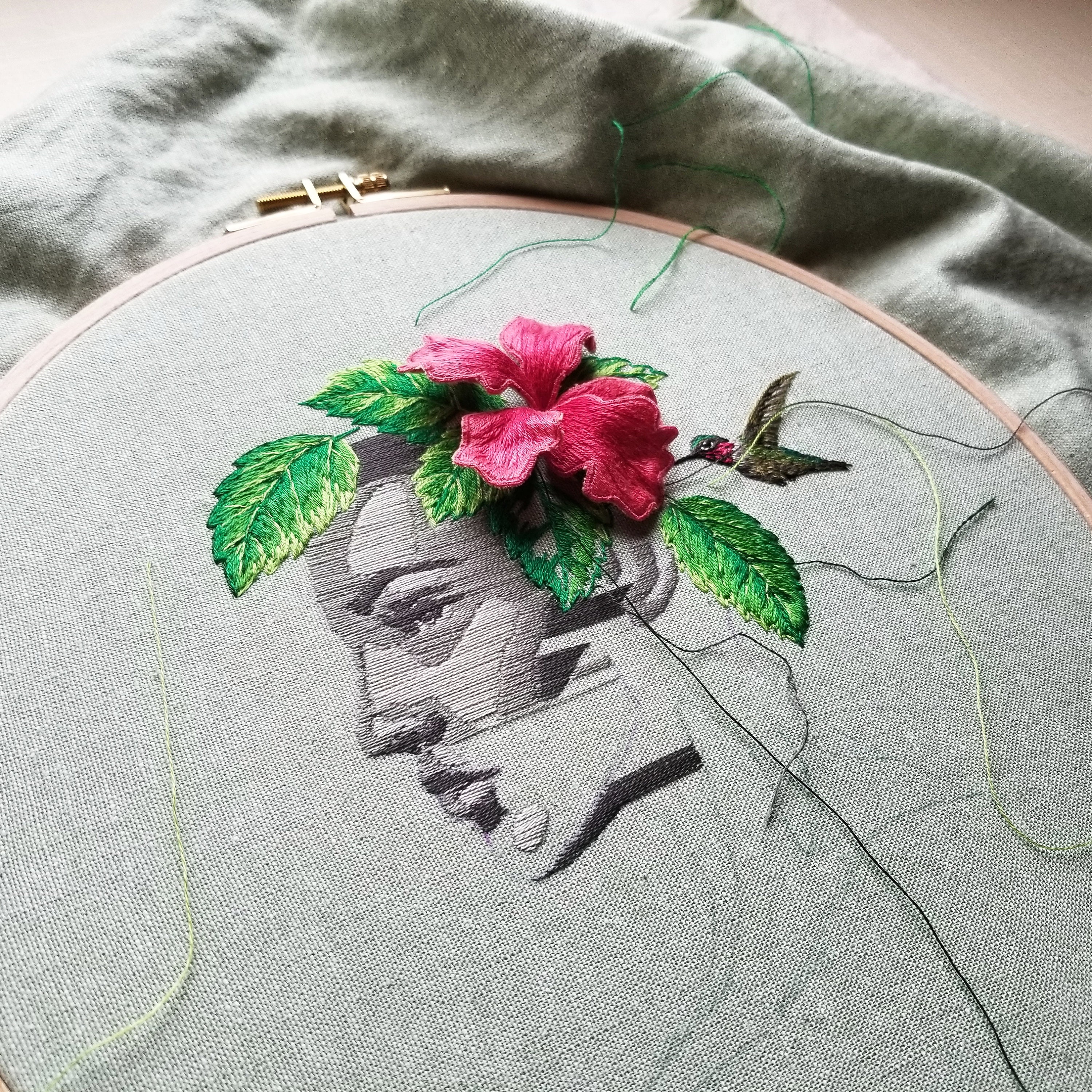 Stumpwork Embroidery Red Hibiscus Flower Tutorial, 3D Embroidery