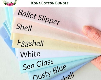 Pastel colors embroidery fabric, basic hand embroidery supplies, fat quarter cloth collection, Kona cotton quilting solids bundle,