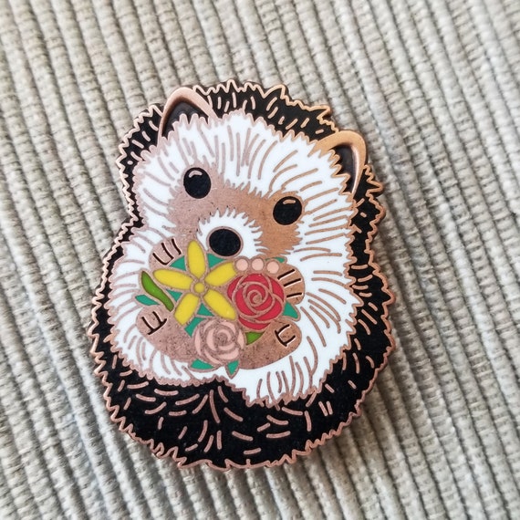 Hedgehog enamel needle minder for cross stitch rose gold | Etsy