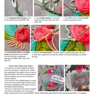 Floral Hand Embroidery Kit DIY: I am enough, Beginner Needlepoint Design and stitch guide, Modern Embroidery Pattern with Video Tutorial image 5