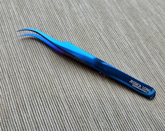 Blue Curved-tip Tweezers for embroidery