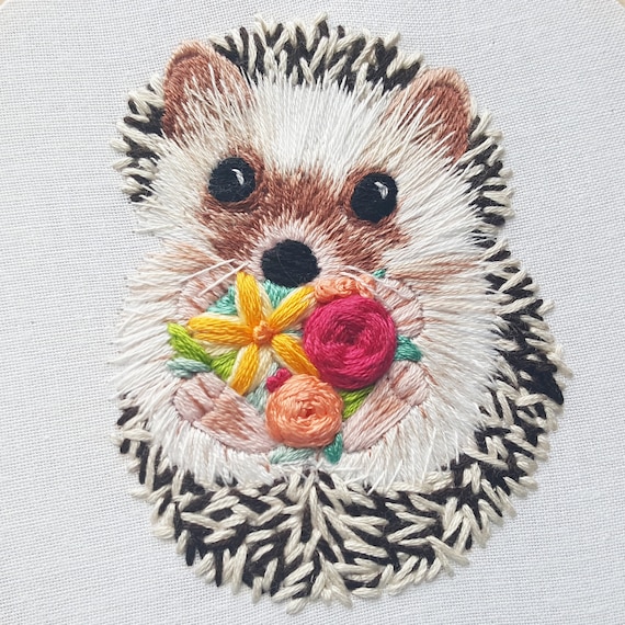 Hedgehog Hand-Embroidered Brooch Pin Hedgehog Hand-Embroidered Brooch Pin
