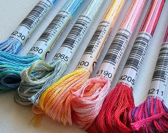 Rainbow variegated DMC thread bundle, Color Variations 6 stranded embroidery floss for cross stitch and hand embroidery