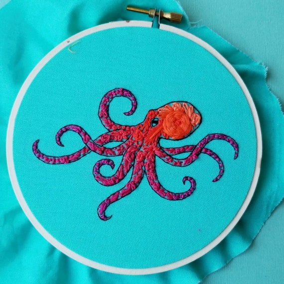 DIY Kit Bead Ocean Octopus Key Ring, Needle Beginner Kit, Blue