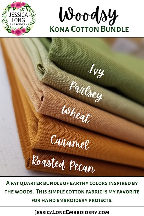 Earthy Colors Cloth for Embroidery, Kona Cotton Quilting Solids