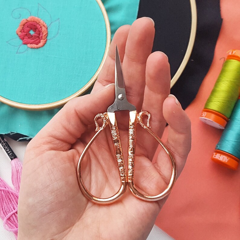 Rose Gold Embroidery Scissors gift set with travel pendant Etsy