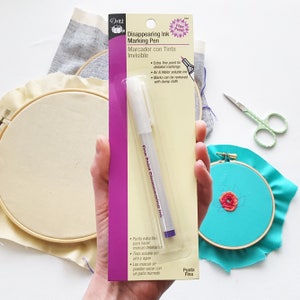 Fine Tip Erasable fabric pen, Air and Water Soluble Ink marker, Embroidery Pattern Transfer, Dritz Disappearing Ink Marking Pen Fine Point image 3