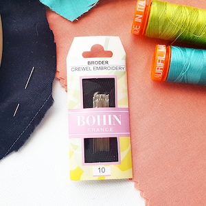 Small Embroidery Needles Size 10, Bohin Needlepoint Crewel Needles for thread painting, silk shading, linen silk or cotton single threads