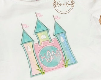 Princess Castle Embroidered Shirt, Personalized Castle Kids Shirt