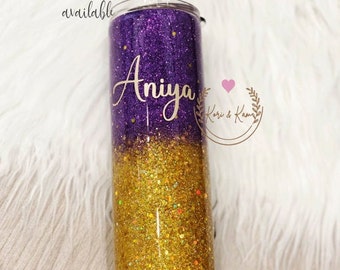 Purple and Gold Tumbler, Purple and Gold Glitter