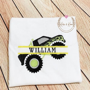 Monster Truck Embroidered Shirt, Kids Monster Truck Shirt, Personalized Embroidered Shirt