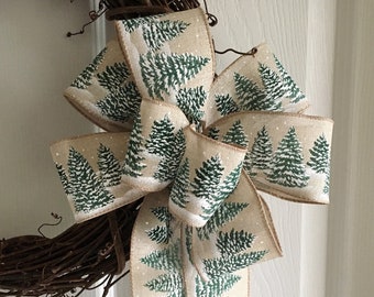 Burlap Rustic Christmas Tree Bows for Wreaths, Farmhouse Decorating