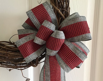 Buffalo Check, Burlap Bows, Buffalo Plaid Bows for Wreaths, Gingham Bows, Lantern Swag, Wreath Bows, Decorative Bows, Ready Made Bows