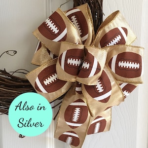 Football Decorations, Fall Bows for Wreaths, Football Party Decor, Football Bow, Decorative Bows, Ready Made Bows, Wreath Bows