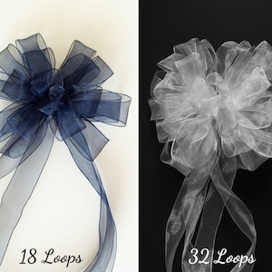 Church Pew Bows, Pew Marker, Wedding Reception Decorations, Chair Bows, Elegant Wedding Pew Decor, Aisle Decorations, Black Tie Wedding