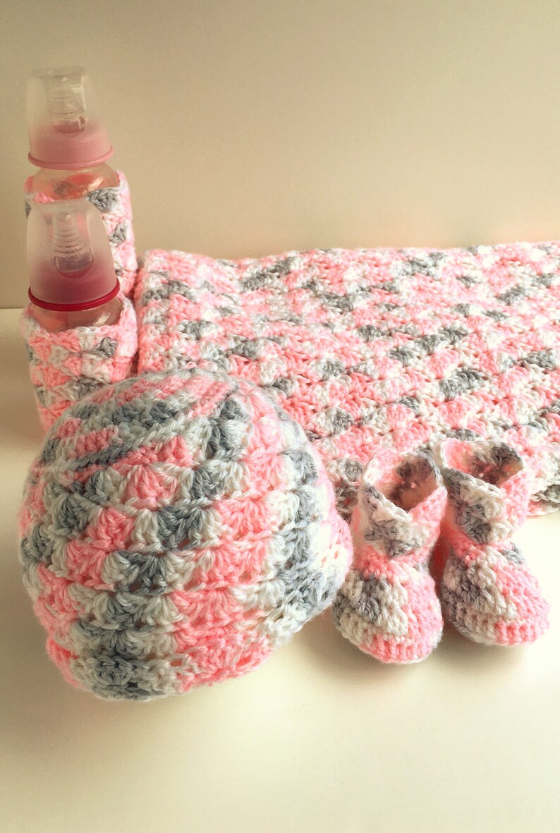 Baby Blanket Gift Set Baby Girl Crochet Blanket Girl Baby Etsy