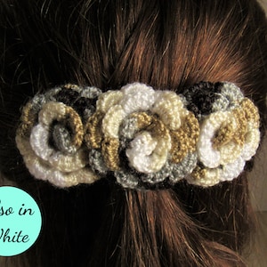 Rose Hair Clip, Rose Hair Barrette, Floral Hair Clip, Crochet Roses, Hair Clips for Women, Bridal Hair Clip, Large Adult Barrettes