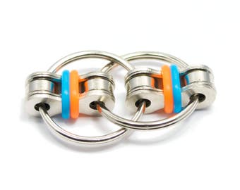 Blue and Neon Orange Fidget Toy for Autism, ADD, ADHD & Idle Hands