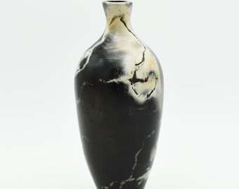 Pit fired bottle with fern motif NOT FOOD SAFE!!!