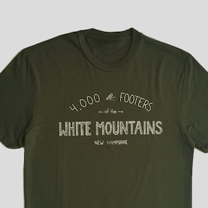 Camiseta White Mountains 4K, algodón, senderismo, acampada, deportes al aire libre, unisex, 4.000 pies, aventura, bosque, senderismo, camiseta, camiseta