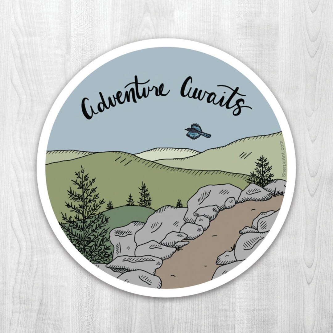 Adventure Awaits Sticker - Hiking, Climbing, Water Bottle Sticker, Car ...