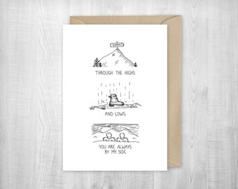 Highs and Lows greeting card, new dad, mountains, hiking partner, adventure, congrats, hiking, dad, fathersday, father card new baby