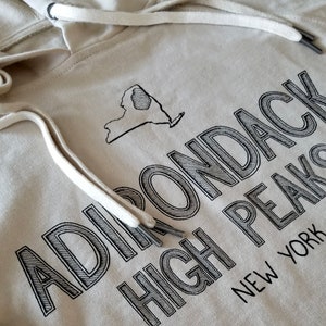 ADK 4k pullover,  lightweight terry hoodie - cotton, polyester, hiking, Adirondacks, ADK High Peaks, peak bagger, sweatshirt