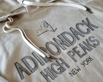 ADK 4k pullover,  lightweight terry hoodie - cotton, polyester, hiking, Adirondacks, ADK High Peaks, peak bagger, sweatshirt