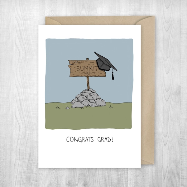 Congrats Grad greeting card, graduate, mountains, hiking partner, adventure, congrats, hiking, summit, you did it, college grad, high school