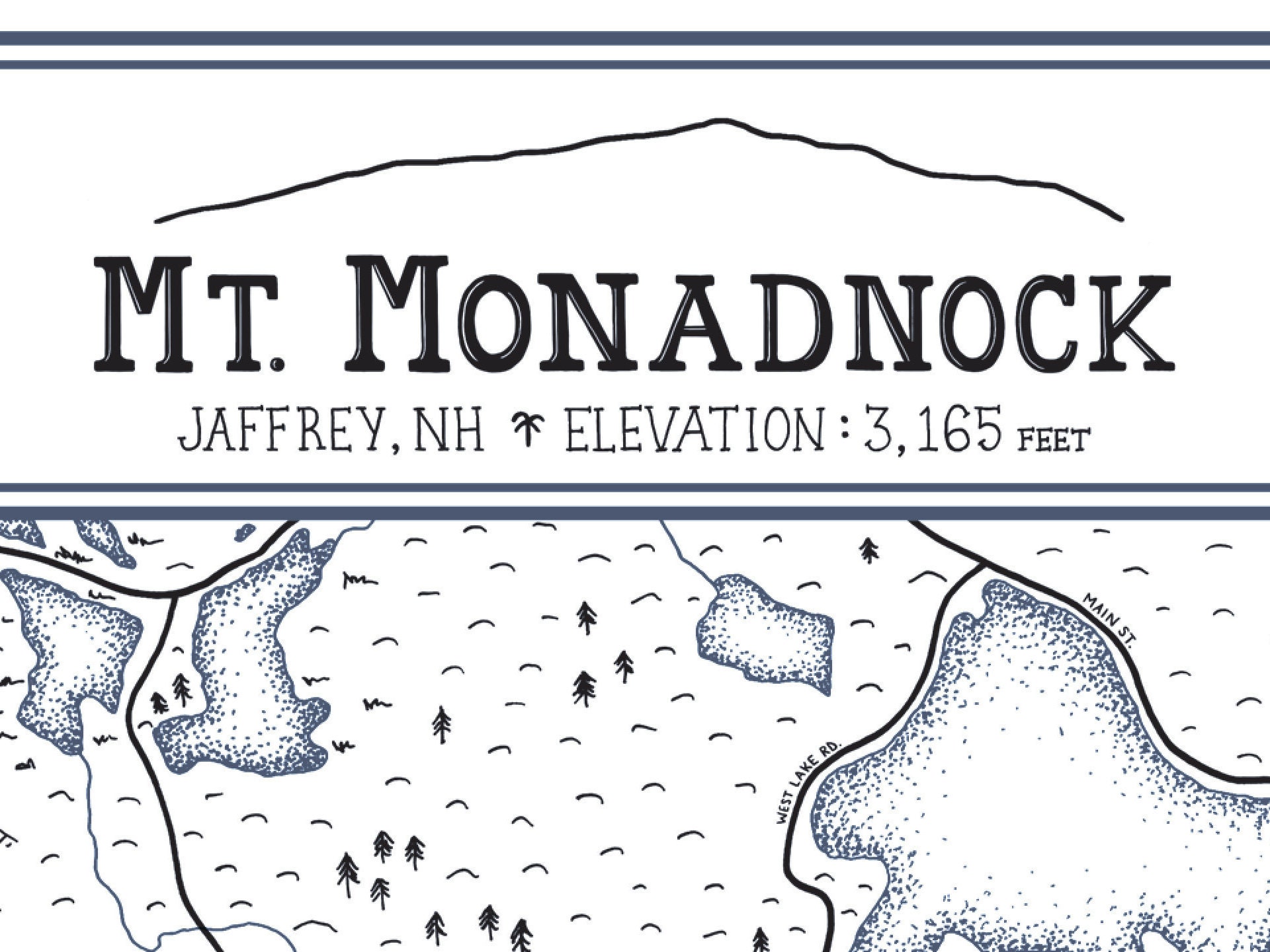 Mt Monadnock Hiking Trail Map Color - Il Fullxfull.1476449738 M6yy 