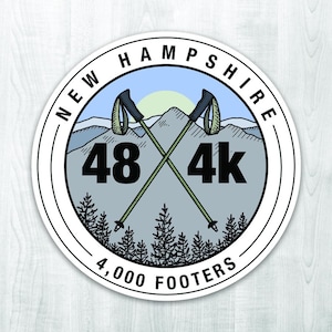 Magnete da 4.000 piedi &quot;White Mountains&quot; - NH, New Hampshire, escursionismo, adesivo per bottiglia d&#39;acqua, frigorifero, montagne, attività all&#39;aperto, quarantotto