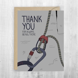 Thank You Climbing Belay, greeting card, rock climbing card, partner, adventure, thank you card, belay, memories, catch, always there