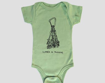 Biologische katoenen babyromper Climber in Training, gemaakt in de VS