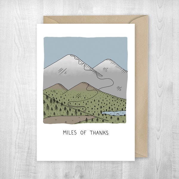 Miles of Thanks greeting card, new dad, mountains, hiking partner, adventure, congrats, hiking, dad, fathersday, father card new baby