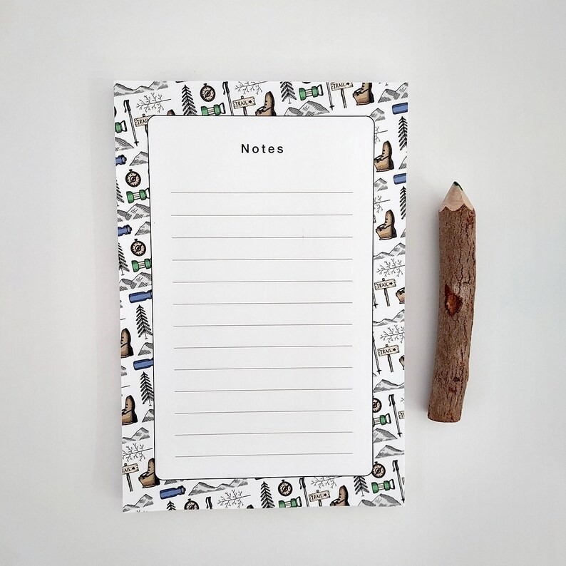 Repeat Pattern Note Pad Take a Hike Notepad, Illustrated Mountain Stationery Gift - Etsy