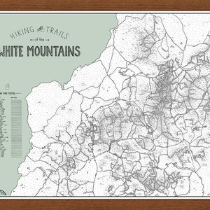 Color Your Hike White Mountains NH Hiking Trails Map, 4000 footers, hand drawn print, hiking gift, New Hampshire, Appalachian Trail, hike image 3