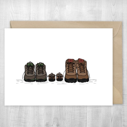 Baby Hiking Boots Card Greeting Card Mountaineering Gear Etsy