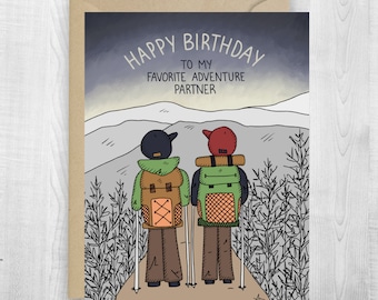 Happy Birthday Adventure greeting card, birthday card, partner, adventure, happy birthday card, hike, friendship card, backpacking birthday