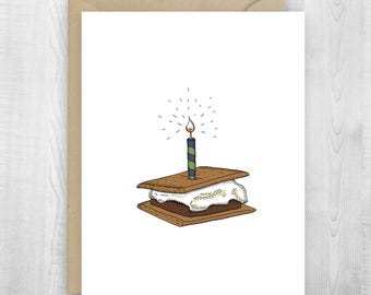 Happy Birthday S'More greeting card, mountains, hiking partner, adventure, congrats, hiking, dad, fathersday, father card new baby