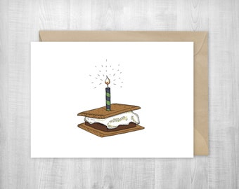 Happy Birthday S&#39;More greeting card, mountains, hiking partner, adventure, congrats, hiking, dad, fathersday, father card new baby