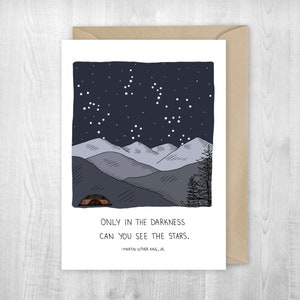 Sympathy Darkness, greeting card, peace, mourning, hiking card, partner, adventure, condolence card, hiking, memories, camping, starry night