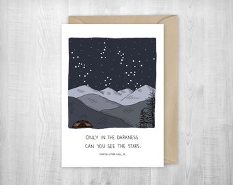 Sympathy Darkness, greeting card, peace, mourning, hiking card, partner, adventure, condolence card, hiking, memories, camping, starry night