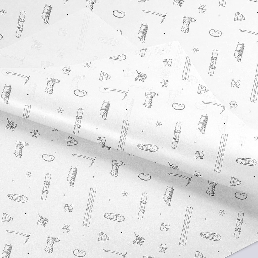 9 Sheets Holiday Tissue Paper, 6 Print, 3 Green Sheets, Winter