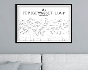 Pemi Loop New Hampshire, 4000 footers ilustrado mapa impresso caminhadas, New Hampshire, Trilha dos Apalaches, pemi loop, mapa caminhadas, AT, mochila