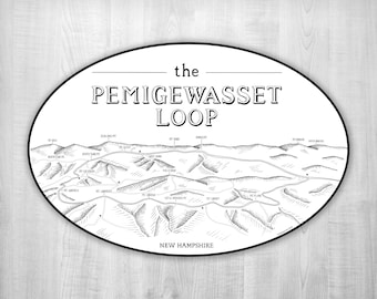 Calcomanía para auto de Pemi Loop: caminata de 4000 pies en New Hampshire, sendero de los Apalaches, Pemigewasset Loop, calcomanía para parachoques de Lafayette, caminata en NH, Lincoln NH