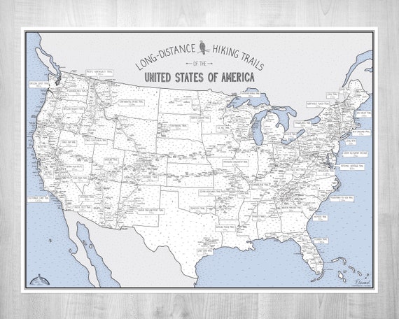 Long distance Hiking Trails USA Map Color Your Hike Continental