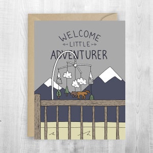 Abenteuer Kinderzimmer Neue Baby Grußkarte, Baby Geschenk, Abenteuer Baby, Bergkindergarten, Abenteuer Kinderzimmer, Wandern Babyparty, Bergbaby