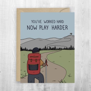 Carte de voeux d'aventure de retraite, célébration, carte de retraite, carte de félicitations, accomplissement, aventure, carte de randonnée, carte de promotion